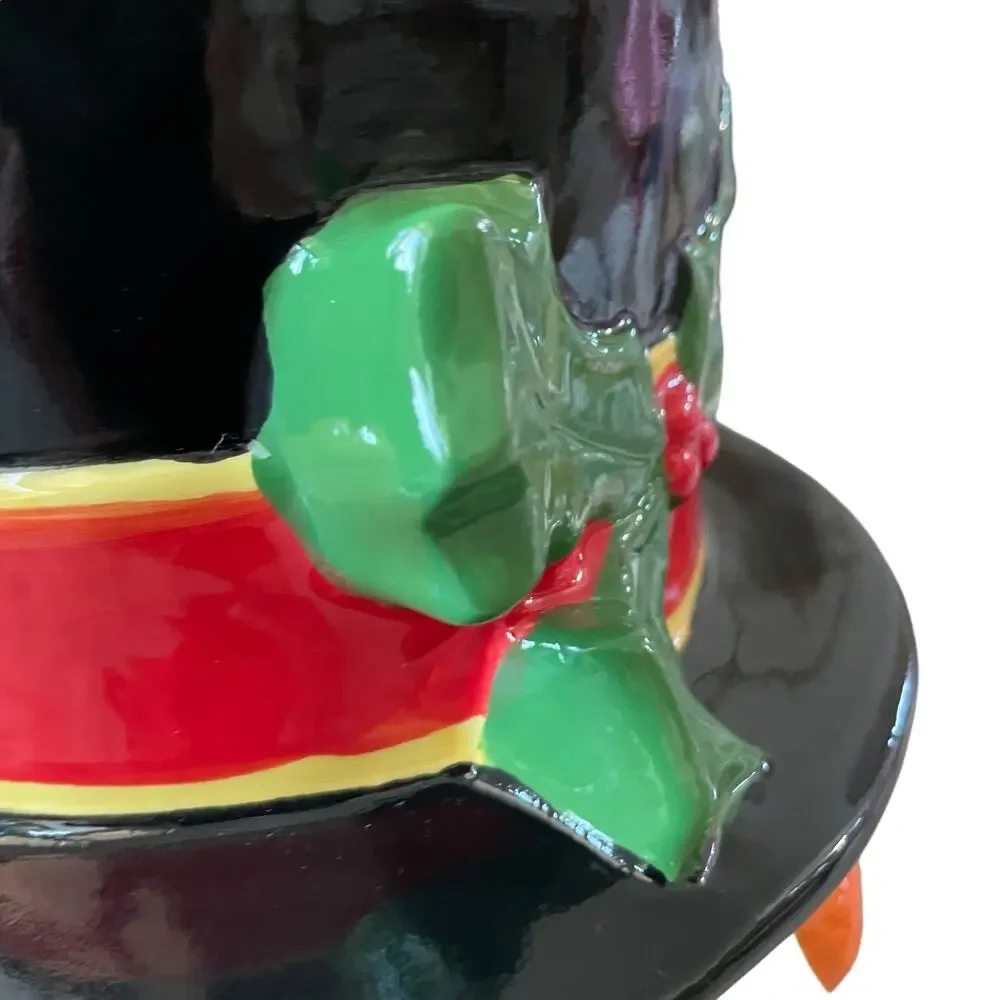 Christmas Cookie Jar Ceramic Snowman with Top Hat Lid Festive Kitchen Decor New